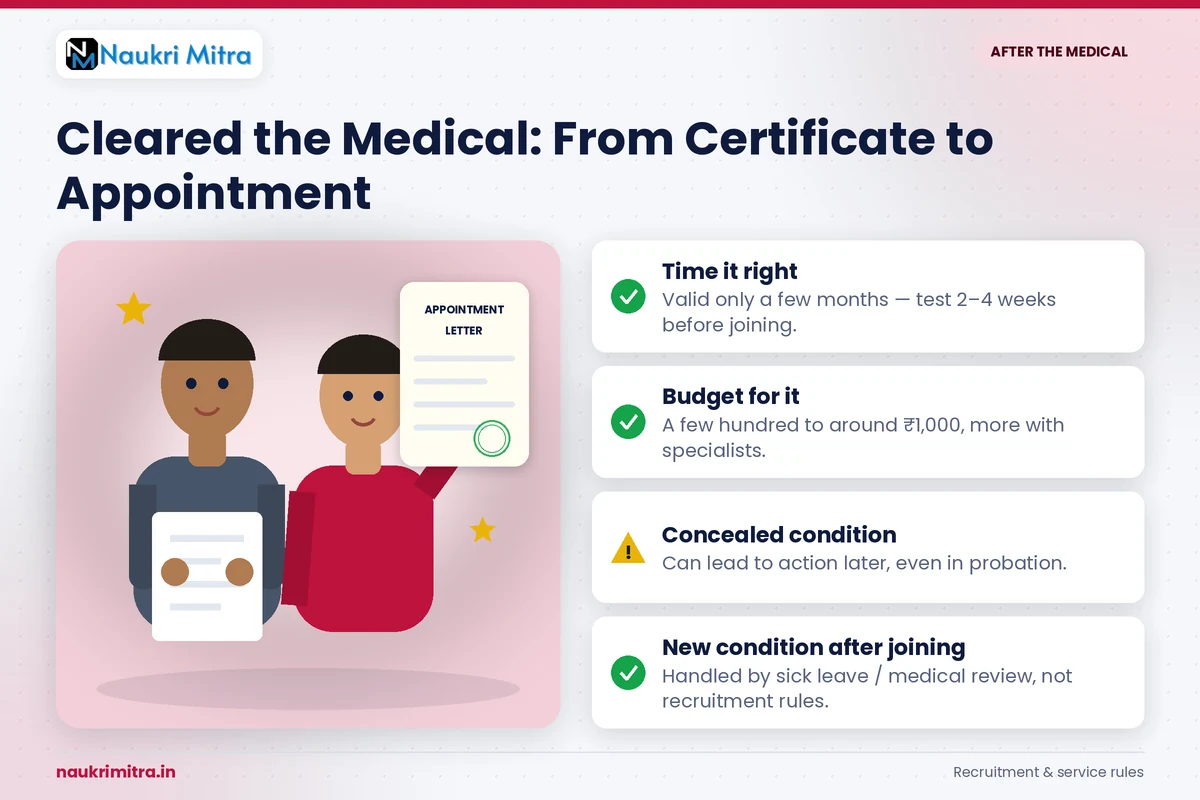 Candidate receiving appointment letter after clearing the government job medical fitness test