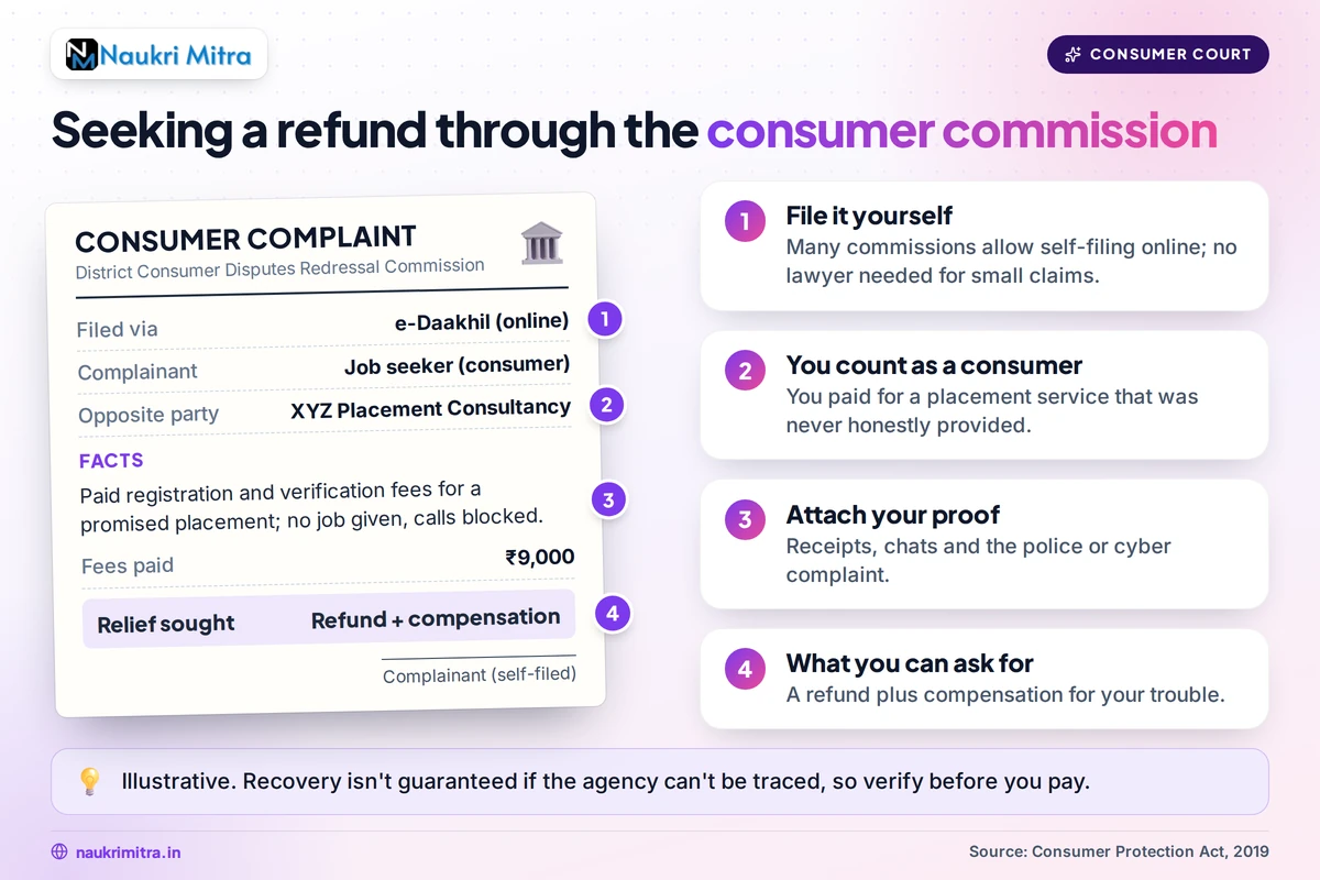 Filing a consumer forum complaint against a fraudulent placement agency
