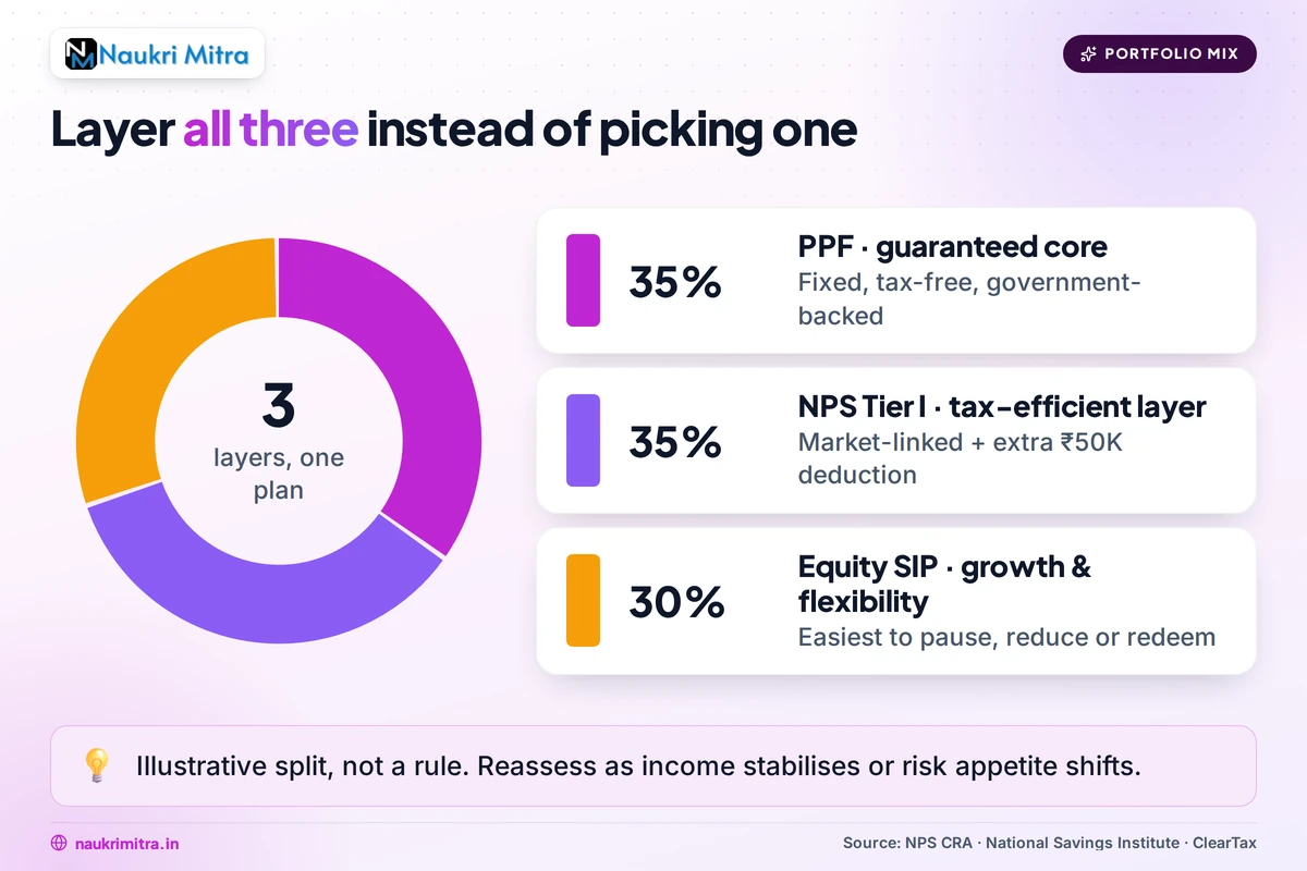 Freelancer allocating retirement savings across PPF NPS and mutual fund SIP