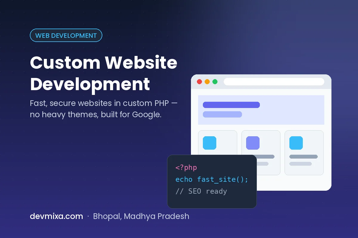 Custom website development by Devmixa in Bhopal