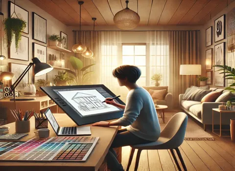 Remote Interior Design Illustrator