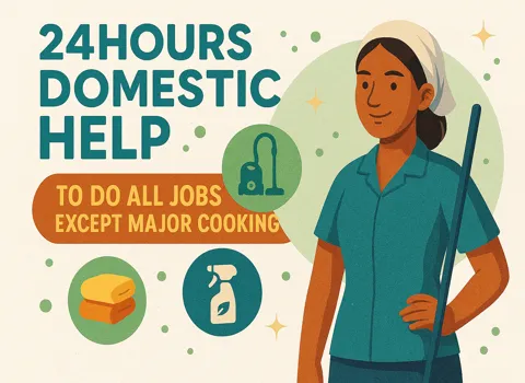 24hours domestic help to do all jobs except major cooking