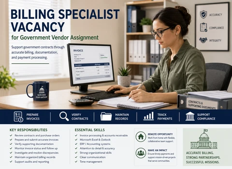 Billing Specialist Vacancy for Government Vendor Assignment