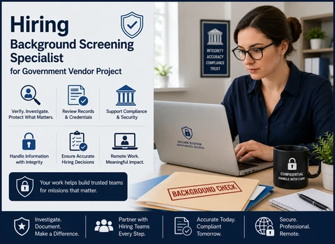 Hiring Background Screening Specialist for Government Vendor Project