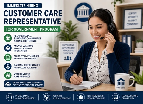 Immediate Hiring of Customer Care Representative for Government Program