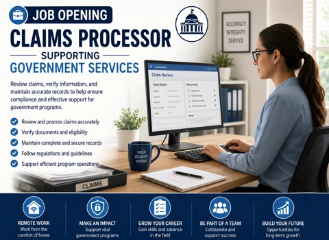 Job Opening for Claims Processor Supporting Government Services