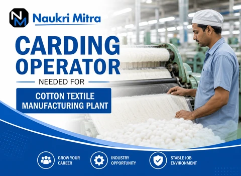 Carding Operator Needed for Cotton Textile Manufacturing Plant