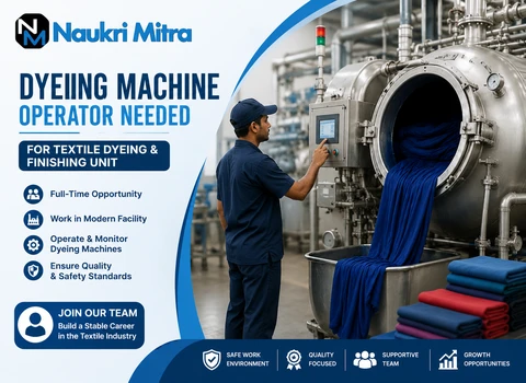 Dyeing Machine Operator Needed for Textile Dyeing & Finishing Unit