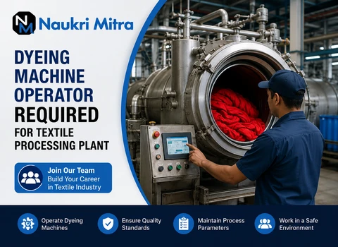 Dyeing Machine Operator Required for Textile Processing Plant