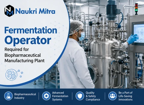 Fermentation Operator Required for Biopharmaceutical Manufacturing Plant