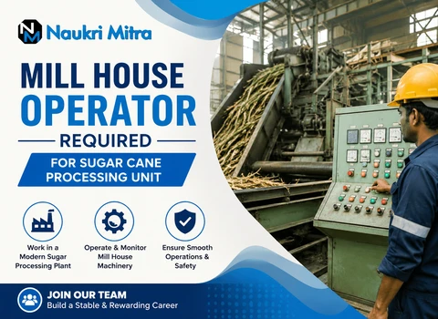 Mill House Operator Required for Sugar Cane Processing Unit