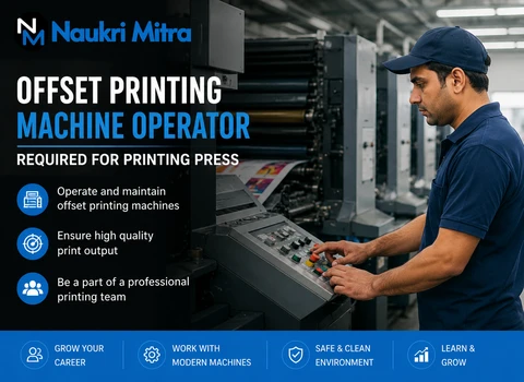 Offset Printing Machine Operator Required for Printing Press