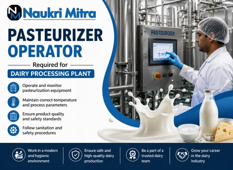 Pasteurizer Operator Required for Dairy Processing Plant