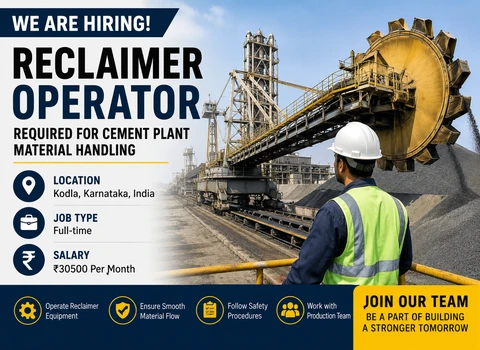 Reclaimer Operator Required for Cement Plant Material Handling