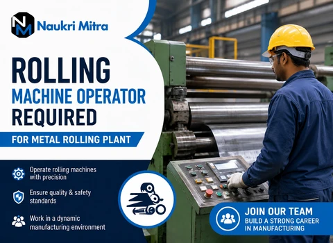 Rolling Machine Operator Required for Metal Rolling Plant
