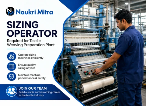 Sizing Operator Required for Textile Weaving Preparation Plant